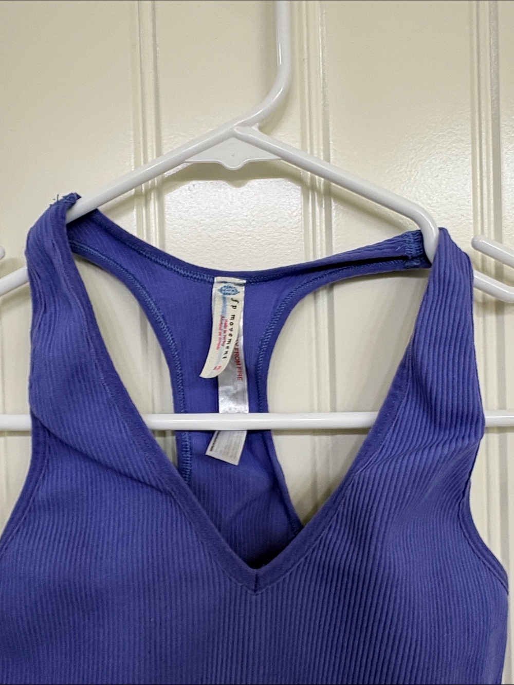 FP Movement by Free People Ribbed V-Neck Racerback Crop Tank - Violet - Picture 2 of 8